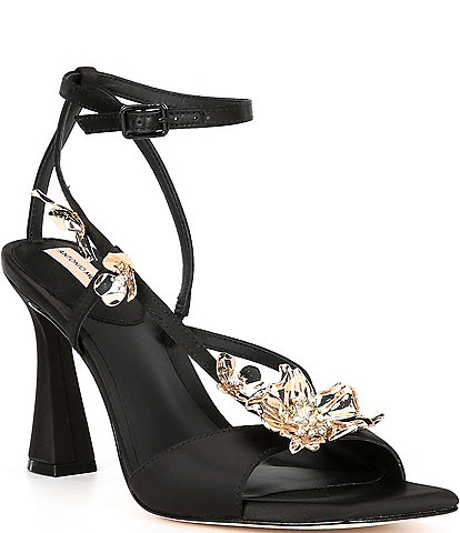 Antonio Melani Zoee Satin Flower Embellished Ankle Strap Dress Sandals