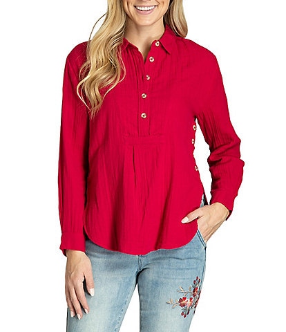APNY Collared Long Sleeve Button Up Top