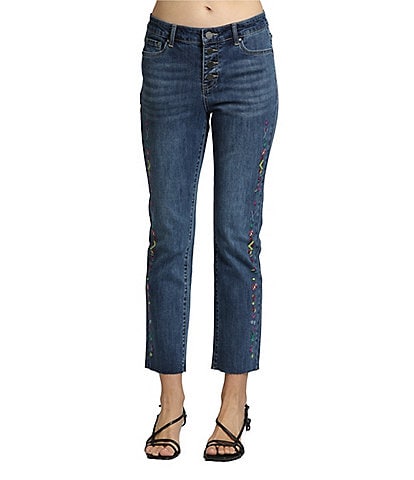 APNY Embroidered Straight Leg Cropped Jean
