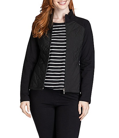 APNY French Terry Quilted High Neck Long Sleeve Jacket
