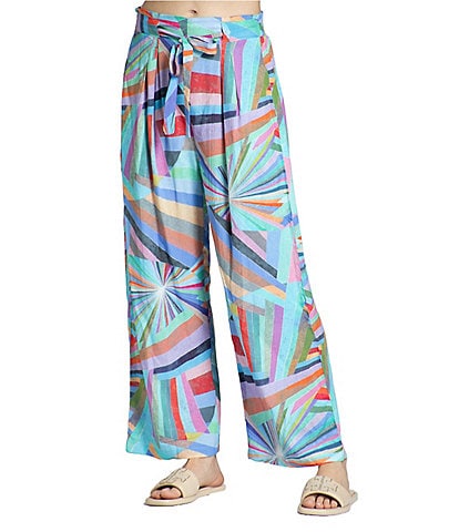 APNY Geometric Print Wide Leg Cropped Pant