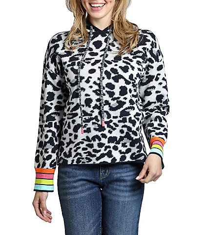 APNY Knit Animal Pattern Long Sleeve Hoodie