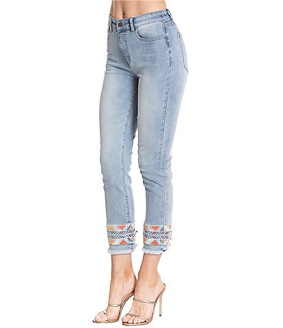 APNY Olivia Embroidered Straight Leg Crop Jean