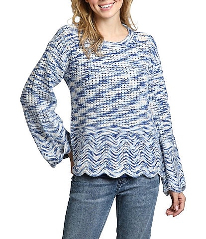 APNY Open Stretch Knit Crew Neck Long Sleeve Sweater