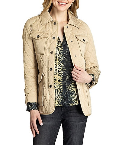 APNY Quilted Collared Belted Long Sleeve Jacket