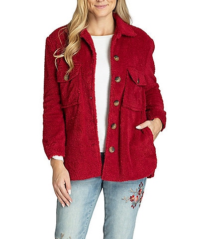 APNY Sherpa Collared Long Sleeve Shirt Jacket