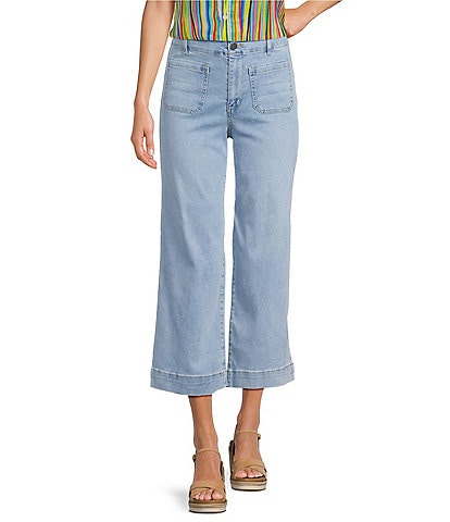 APNY Stretch Denim Cropped Wide Leg Jeans