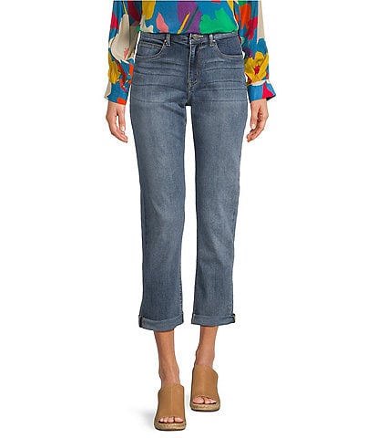 APNY Stretch Denim Mid Rise Girlfriend Rolled Cuff Jeans