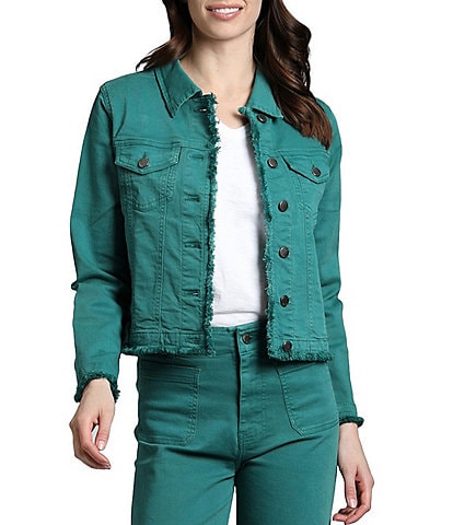 APNY Stretch Frayed Collared Long Sleeve Jean Jacket