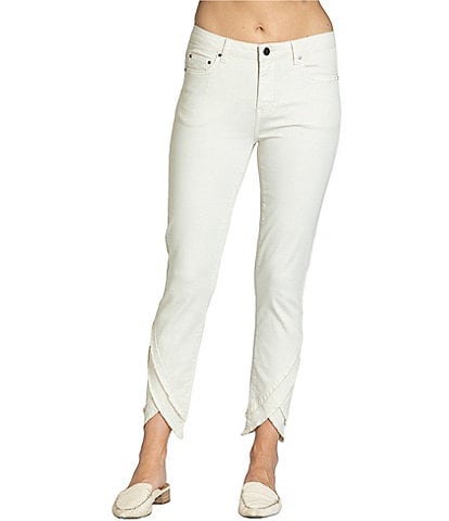 APNY Stretch Twill Skinny Ankle Tulip Frayed Hem Jean