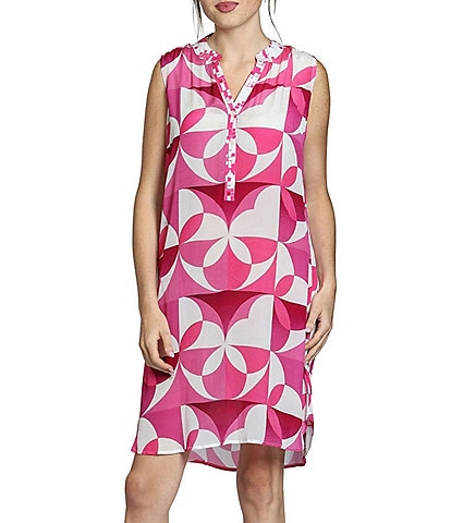 APNY Woven Printed V-Neck Sleeveless Sheath Dress