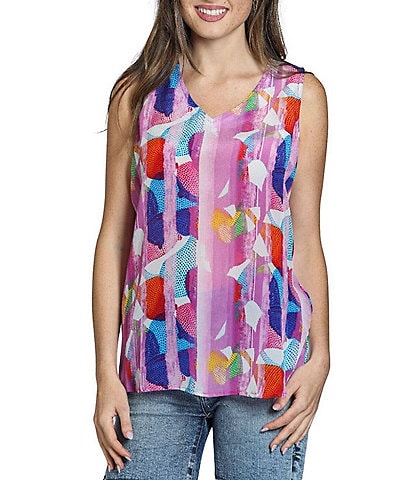 APNY Woven Printed V-Neck Sleeveless Top