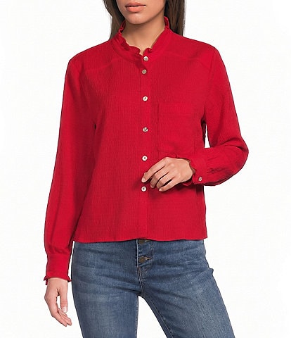APNY Woven Spread Collar Long Sleeve Shirt