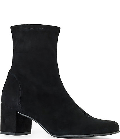 Aquatalia Luana Suede Block Heel Zip Up Ankle Booties