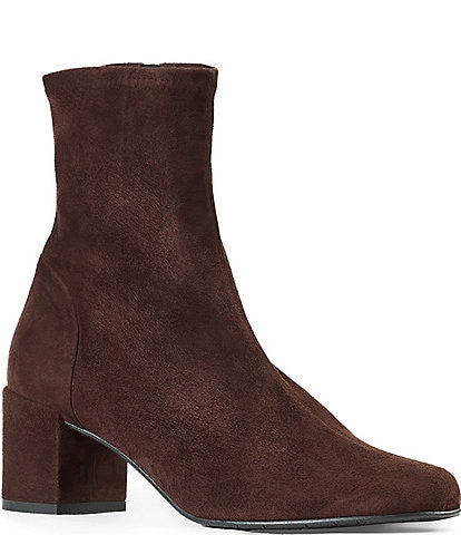 Aquatalia Luana Suede Block Heel Zip Up Ankle Booties