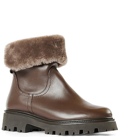 Aquatalia Mimi Leather Shearling Lined Ankle Booties