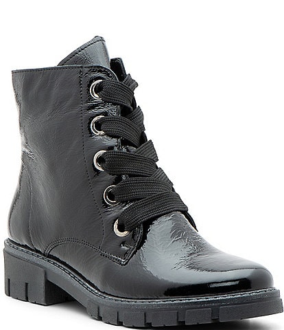 ara Debbie Patent Leather Lace Up Booties