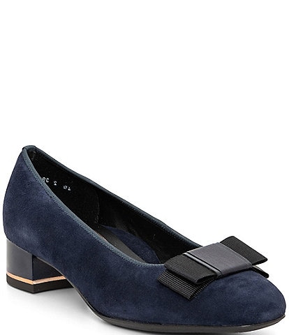 ara Garnet Suede Bow Block Heel Pumps