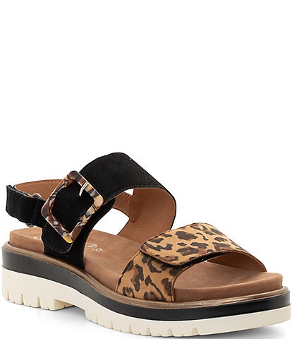 ara Marbella Leopard Print Suede Adjustable Sandals
