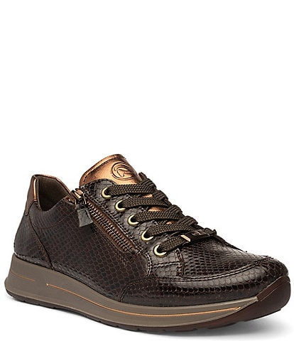 ara Oleanna Snake Print & Metallic Leather Side Zip Sneakers