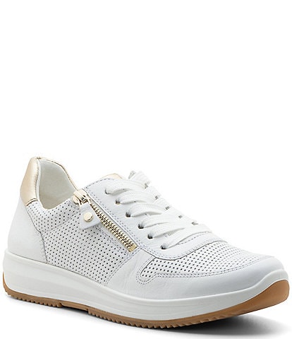 ara Opal Leather Side Zip Sneakers