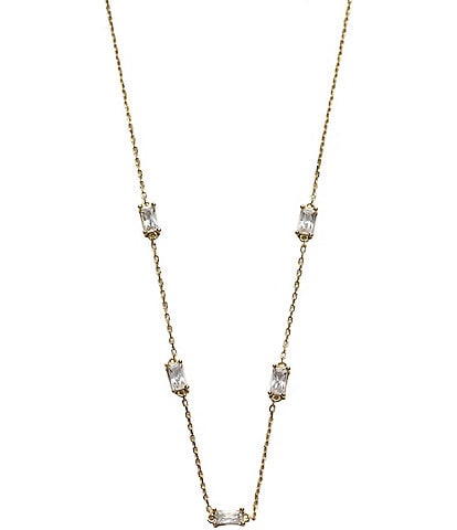 Argento Vivo CZ Baguette Chain Collar Necklace