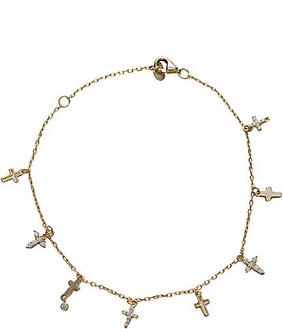 Argento Vivo CZ Cross Dangle Line Bracelet