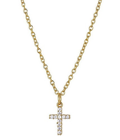 Argento Vivo Crystal CZ Mini Cross Short Pendant Necklace