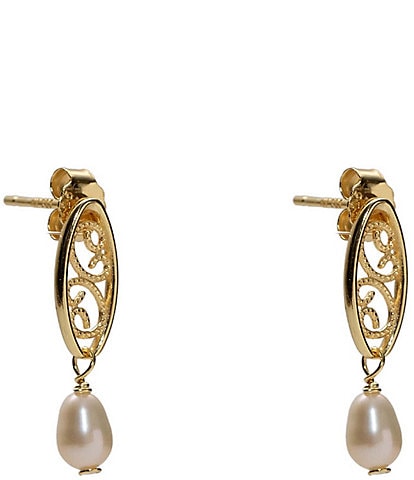 Argento Vivo Filigree Pearl Drop Earrings