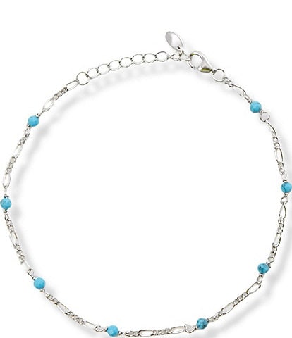 Argento Vivo Turquoise Beads Figaro Line Bracelet