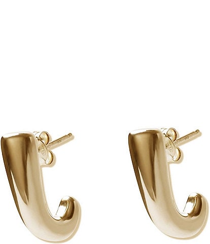 Argento Vivo Gold J Hoop Earrings