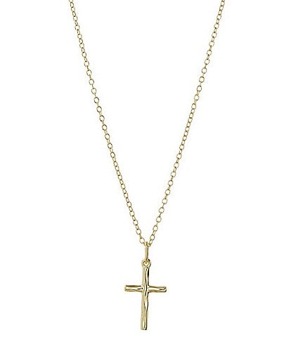 Argento Vivo Hammered Cross Short Pendant Sterling Silver Necklace
