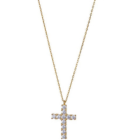 Argento Vivo Pave Cross Short Pendant Necklace