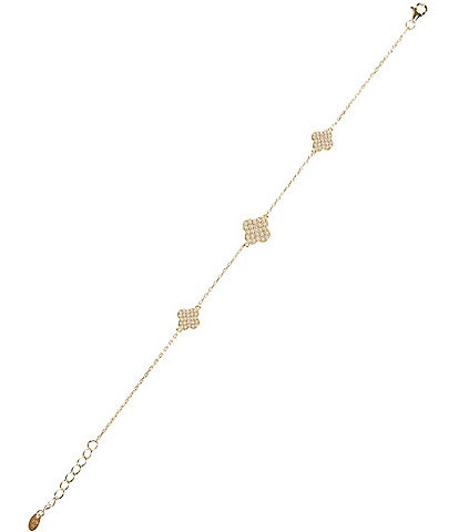 Argento Vivo Pave CZ Clover Line Bracelet