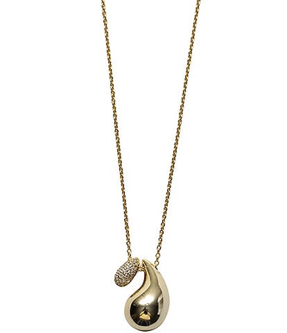Argento Vivo Pave Teardrop Molten Short Pendant Necklace