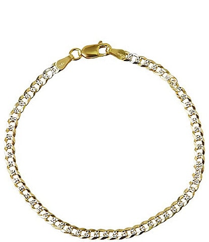 Argento Vivo Pave Two Tone Crystal Curb Chain Line Bracelet