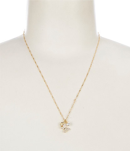 Argento Vivo Pearl Butterfly Flower Chain Short Pendant Necklace