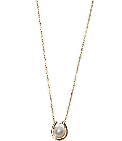 Argento Vivo Pearl Horseshoe Short Pendant Necklace