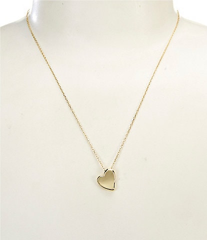 Argento Vivo Puffy Hammered Heart Short Pendant Necklace