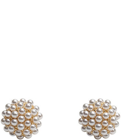 Argento Vivo Round Pearl Burst Stud Earrings