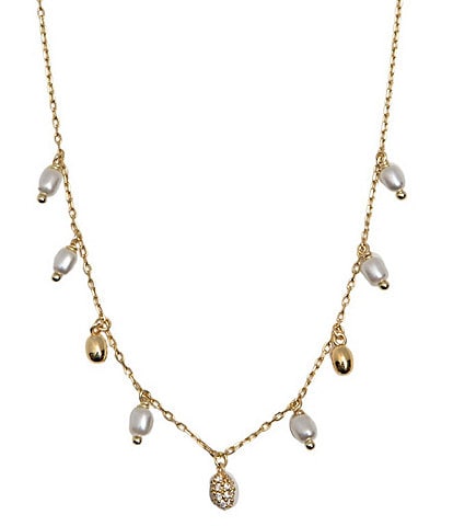 Argento Vivo Shakey Fire Ball Pearl Collar Necklace
