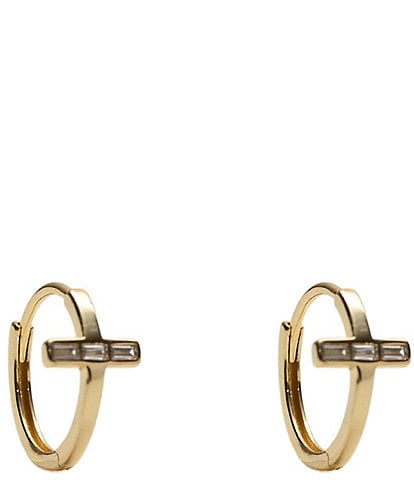 Argento Vivo Sideways Cross Hoop Earrings