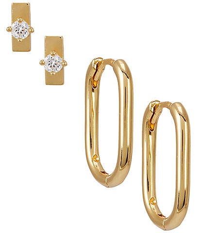 Argento Vivo Square Hoop and Stud Earring Set