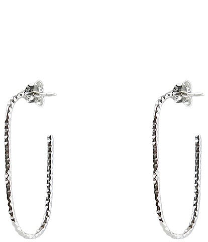 Argento Vivo Sterling Silver Diamond Cut Oval Hoop Earrings