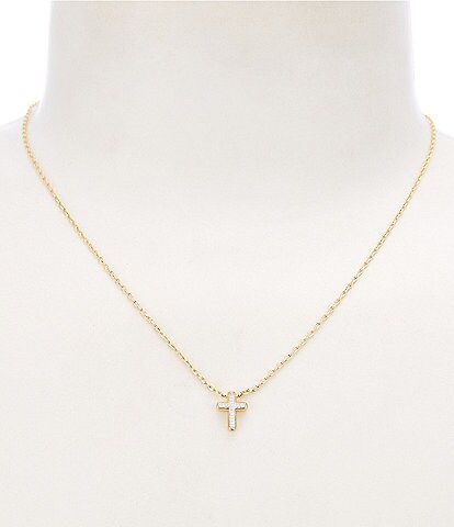 Argento Vivo Two Tone Cross Short Pendant Necklace