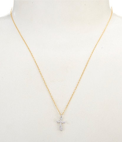 Argento Vivo Two Tone Cross Short Pendant Necklace