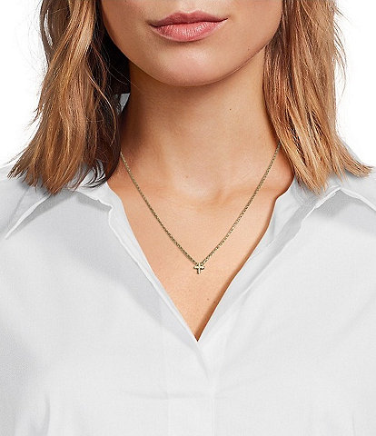 Argento Vivo Two Tone Cross Short Pendant Necklace