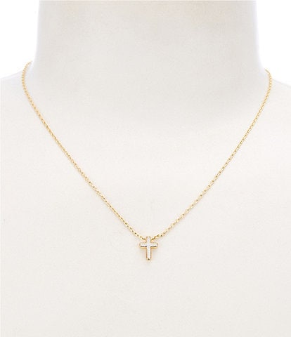 Argento Vivo Two Tone Cross Short Pendant Necklace