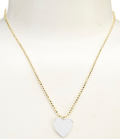 Argento Vivo Two Tone Heart Ball Chain Short Pendant Necklace
