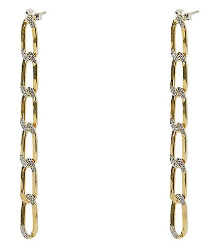 Argento Vivo Two Tone Pave Link Linear Earrings